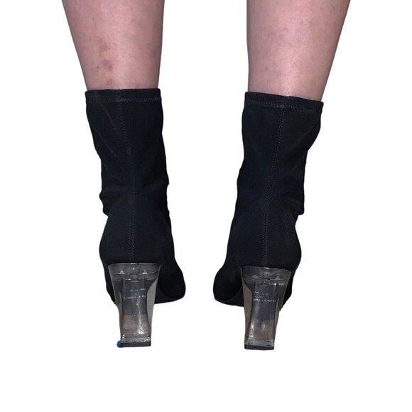 Parker & Sky Women's Ankle Booties Size 8.5 Satin Fabric Lucite Heels Peep Toe - Picture 5 of 7